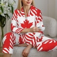 thumbnail image 6 of Fuzoiu Maple Leaves1 Print Women's Long-Sleeved Pajama,Lounge Button Down Nightwear,Womens Notch Collar Pajama Set-X-Large, 6 of 7
