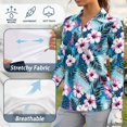 thumbnail image 6 of Xoenoiee Tropical Hibiscus Palm Leaves Print Golf Shirts for Women Long Sleeve Collared Tops Loose Summer Work Travel Blouses V-Neck Polo Shirts Business Casual Work Tops Dressy Blouses, Size XS, 6 of 7