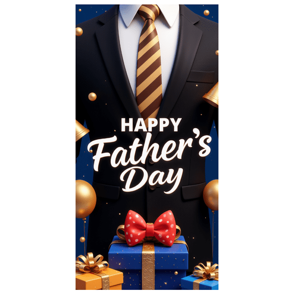 Decorative Tie Happy Father's Day Banner Gift Celebration Gold Balloons Festive Design for Family Party Indoor Decoration