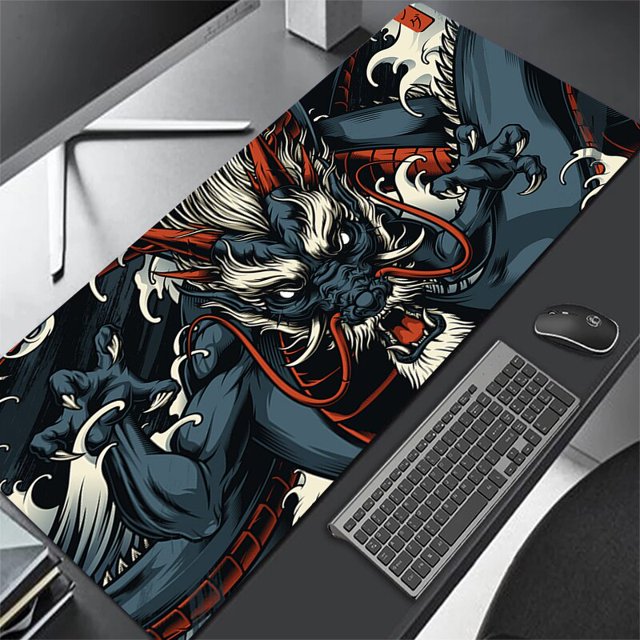 Alfombrilla de ratón con diseño de dragón chino para ordenador, alfombrilla de goma grande XXL 900x400 para mesa de Gamer XL, alfombrilla de escritorio para ordenador portátil LIUWENJING unisex