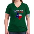 thumbnail image 1 of CafePress - Flag Map With Texas Women's V Neck Dark T Shirt - Women's V-Neck Dark T-Shirt, 1 of 1