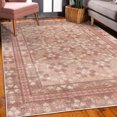 thumbnail image 3 of Vintage Decorative Rug, Nostalgic Retro Floral Petals Pastel Look Damask Check Victorian Motif, Quality Carpet for Bedroom Dorm and Living Room, 6 Sizes, Almond and Pale Ruby, by Ambesonne, 3 of 4