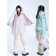 thumbnail image 6 of Kukuzhu Kawaii Bunny Ear Hoodie Harajuku Cute Oversized Hoodies Striped Graphic Zip Up Hoodie Y2K Sweatshirt Emo Clothes, 6 of 7