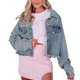 thumbnail image 1 of Gibobby chaquetas de invierno largas Chaqueta de mezclilla corta suelta de estrella de borla de otoño e invierno para mujer (Azul, XL), 1 of 5
