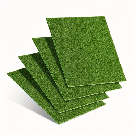 RLESO 4Pcs 6X6 Inch Fake Grass Decor for Crafts,Realistic Ature Artificial Grass,Easy to Cut&Shape Artificial Turf for Fairy Garden,Dollhouse,Diorama