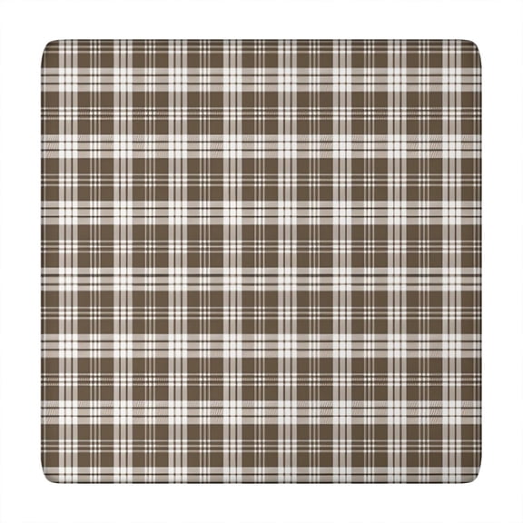 Brown and White Checkerboard Checkered Pattern Square Fitted Tablecloth with Elastic Edge,Square Table Cover,Washable Elastic Table Cover for Home Kitchen Party Decor 34"x34"
