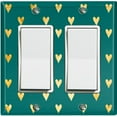 thumbnail image 1 of Metal Light Switch Plate Cover Elegant Yellow Heart Damask Green DAM093, 1 of 15