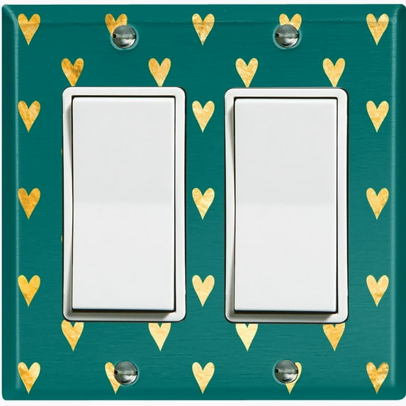 Metal Light Switch Plate Cover Elegant Yellow Heart Damask Green DAM093