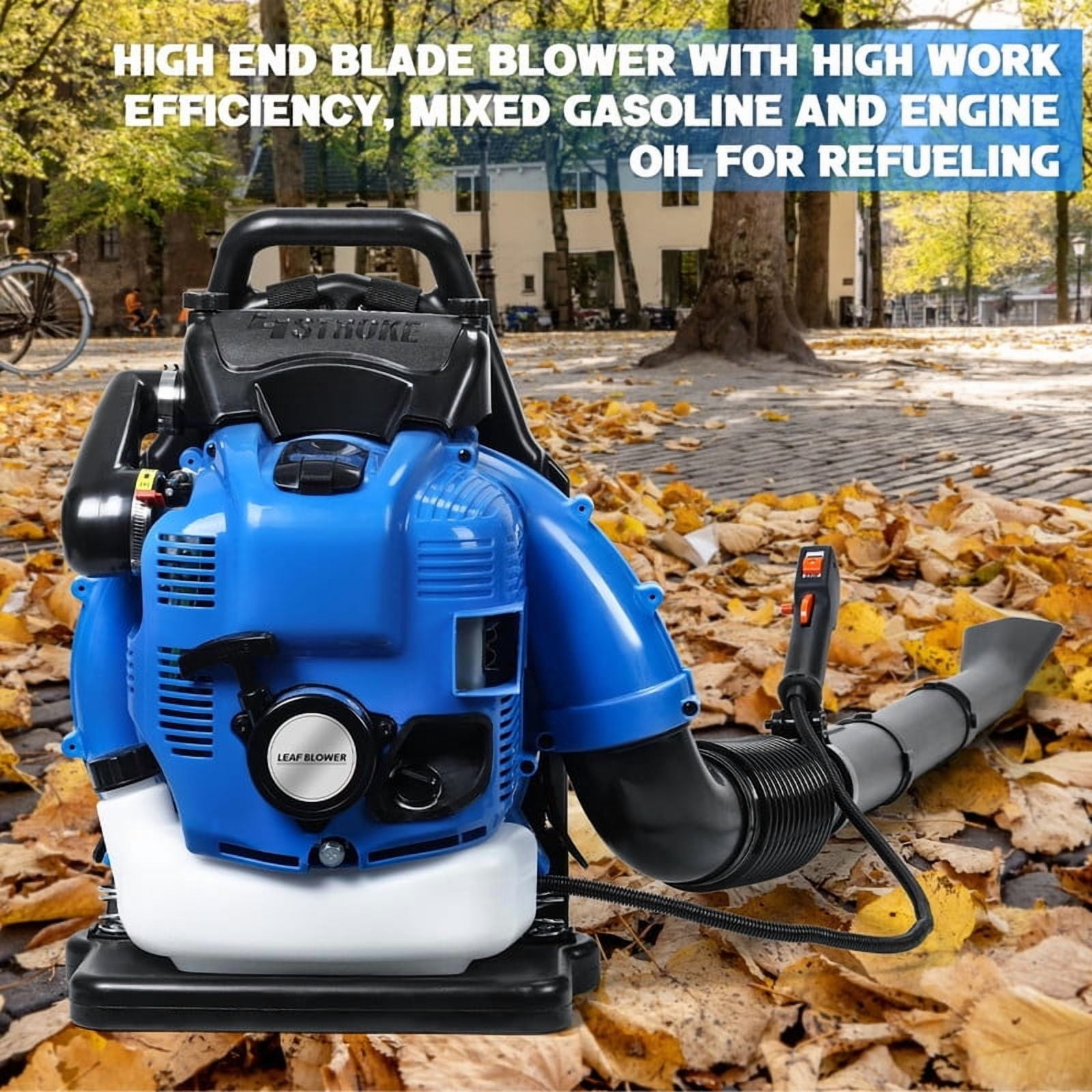 Seipouy 75.6CC Gas Backpack Leaf Blower – 3.5 HP 4 Stroke Gas Leaf Blower, 900 CFM High-Velocity, 210 MPH High Airflow, Powerful Clearing Performance and Ergonomic Harness System