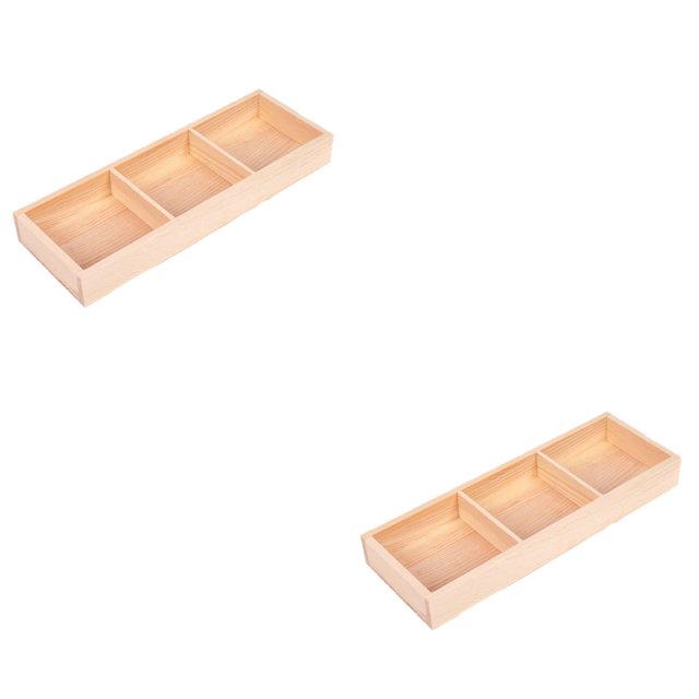 2 cajas de almacenamiento de madera con tres celosías, bandeja organizadora para plantas suculentas.