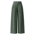 thumbnail image 6 of Karymi Halara Pants Women Solid Fake Linen Wide Leg Pants, High Waist Pleated Straight Draped Casual Trousers Lightweight Textured Long Pants, 6 of 7