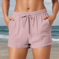 thumbnail image 2 of 2025 Women's Shorts Women's Solid Color Casual Ropa Para Mujer Drawstring Pocket Shorts Stylish Women Shorts athletic Pack Plain Weave Beach Shorts Bike Shorts Women with Padding Women's Shorts, 2 of 8