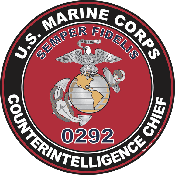 U.S.M.C. MOS 0292 Counterintelligence Chief Decal 3.8" - Red