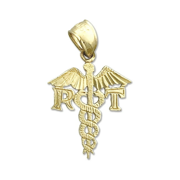 14K Gold RT Radiologic Technologist Caduceus Charm