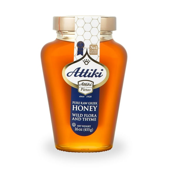 Attiki Pure Greek Honey with Wild Flora and Thyme - 16 oz Jar