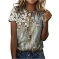 thumbnail image 1 of Pompotops Femmes de la Mode Tops Printe Décontractée Ample Coupe Tee Shirts Chemisier Imprimé Col Rond Chemise, 1 of 5