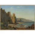 thumbnail image 2 of Vilhelm Kyhn 18x14 Black Ornate Wood Framed Double Matted Museum Art Print Titled - Beach Formation on Bornholm. Scene from Ro (1843), 2 of 5