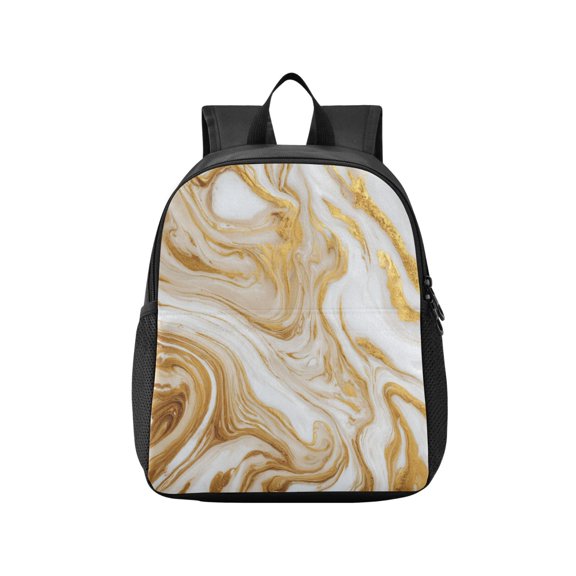 Toddler Backpack Golden Curved Marble Waterproof Lightweight Backpack Casual Mini Daypack for Daycare & Travel