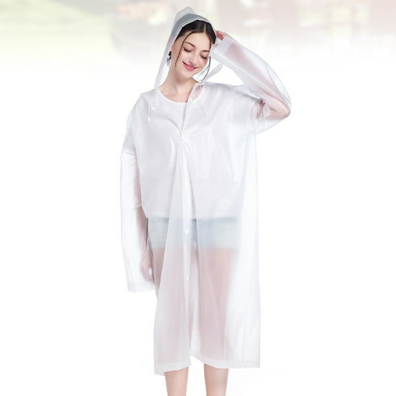 Soimiss 2Pcs Portable Lightweight Adult Raincoat Transparent with Elastic Cuff Waterproof for Rain