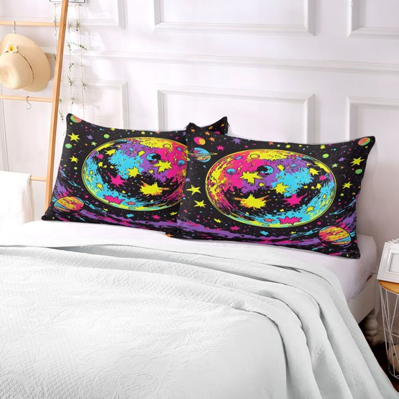 Pillow Case Plush Pillow Vibrant Planetary Scene Case standard size/King size/Queen size Bed Pillow Pillowcases