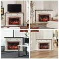 thumbnail image 3 of HARIPUL Corner TV Stand with Wooden Mantel, Corner Electric Fireplace with Remote Control, Adjustable Realistic Flame, Anti-Tipping Device, 3 of 6