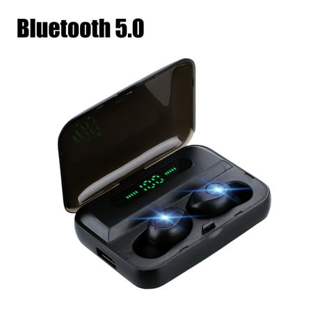 EEEKit 2019 Newest TWS Wireless Bluetooth Earbuds 5.0, Breathing Light Digital Display, 8D Surround Stereo Mini Invisible Dual Mic Headphones Fit for iPhone Samsung