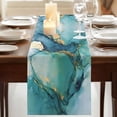 thumbnail image 3 of Table Runners 90 Inches Long Dress Scarves, Turquoise Marble Farmhouse Coffee/Dining/Kitchen Table Runner for Living Room, Abstract Minimalist Art Ombre Blue 13x90 Inch, 3 of 9