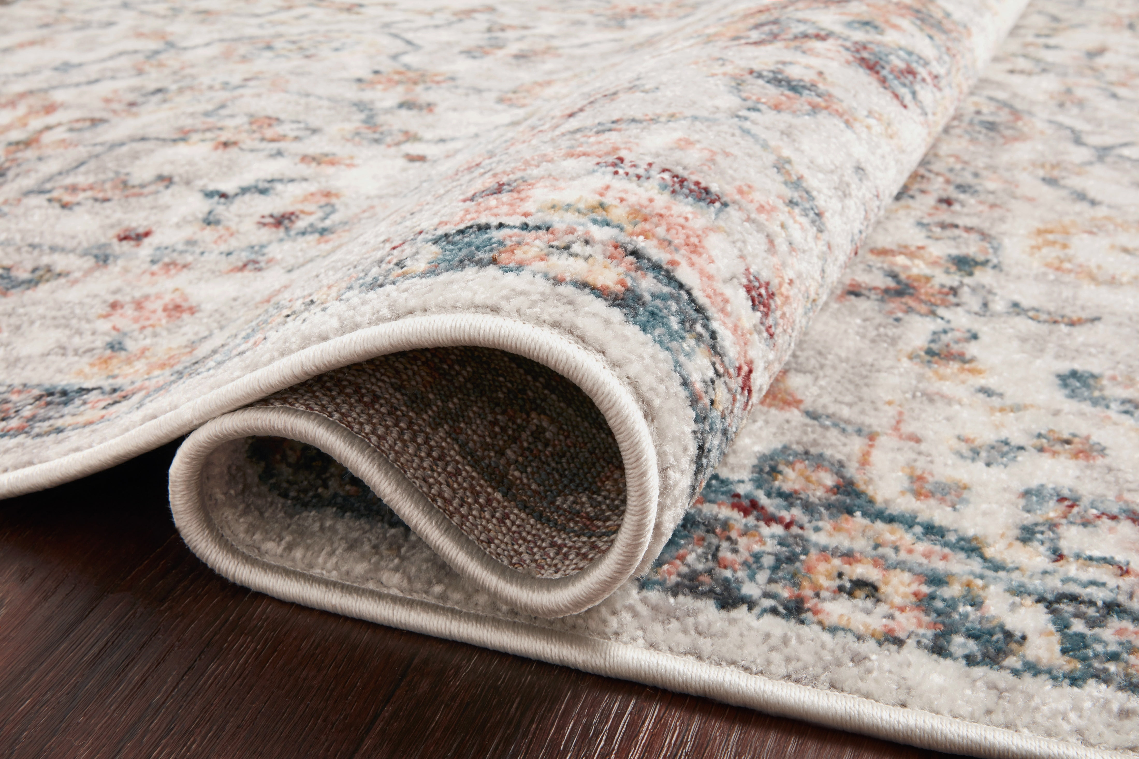 Loloi Cassandra Collection CSN-03 Dove / Navy Oriental Area Rug 5'-3" x 7'-9"