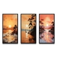 thumbnail image 2 of Designart "Golden Sunrise formd III" Nautical & Beach Framed Wall Art Set Of 3 - Yellow Sunrisesunset Frame Canvas Set For Living Room Decor, 2 of 6