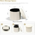 thumbnail image 2 of PINPLUS Pouf Blanc de 15 Pouces avec Rangement, Repose-Pieds Pliable pour Salon, Coffre à Jouets, Siège de Rangement, Repose-Pieds Rond en Forme de Teddy, 2 of 7