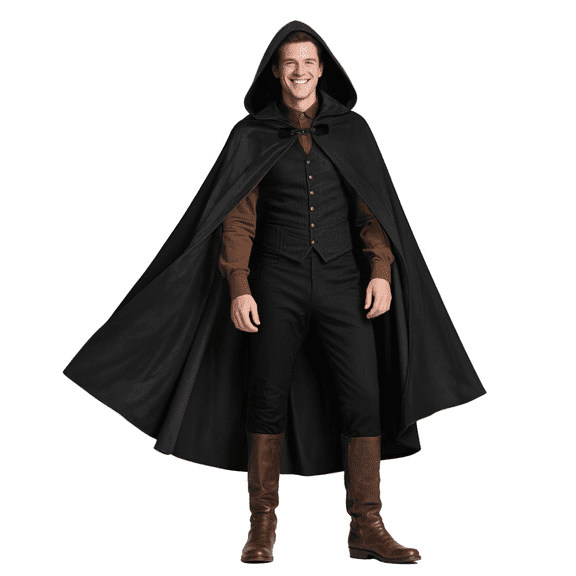 VZQI Renaissance Hooded Cloak Costume Medieval Cosplay Wizard Witch Cape