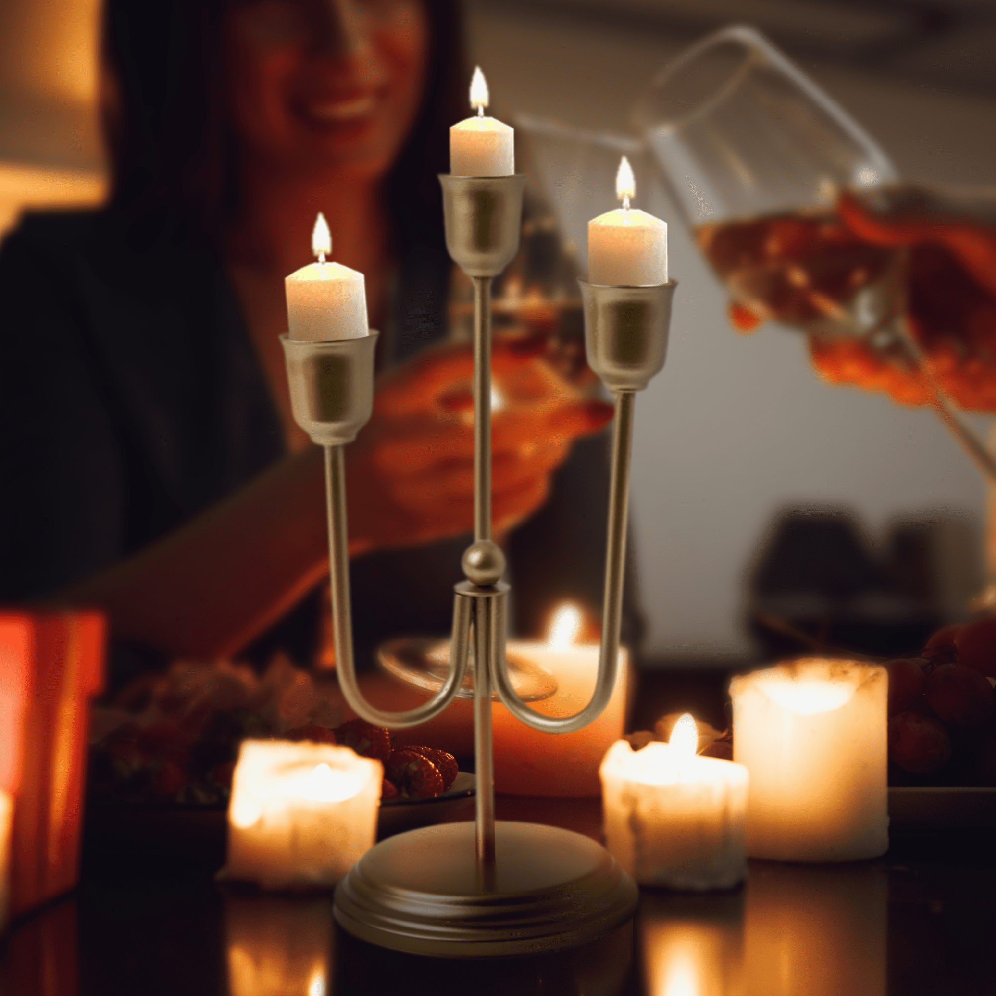 Home Decor Collection 3-Arm Gold Taper Candle Holder –  9"