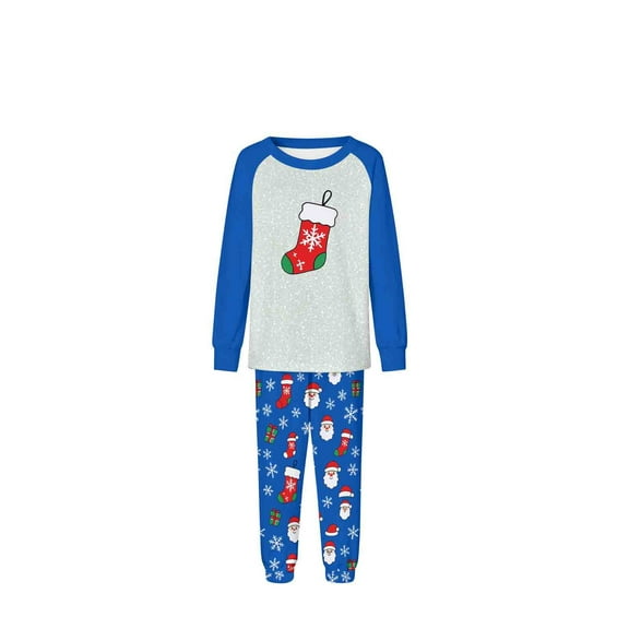 Zwiiyzr Family Christmas Pajamas Matching Sets for Kids Boys Girls Christmas Fashion Cute Lattice Print Long Sleeved Jumpsuit Family Parent-Child Wear Kid Blue-Kids