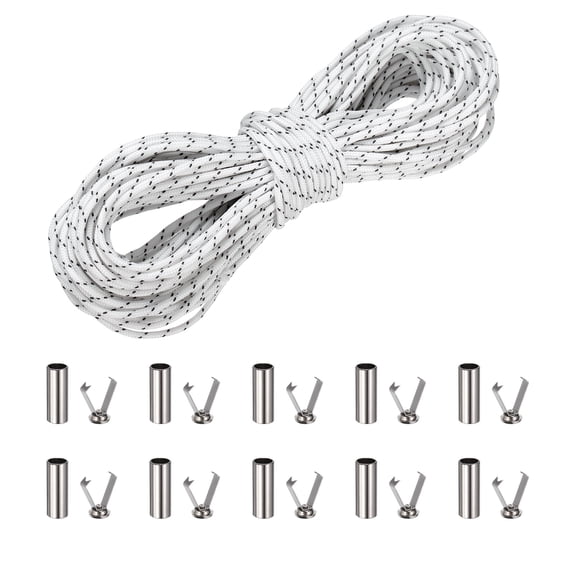2mm Reflective Guyline Camping Paracord, 65ft Thin Reflective Cord Rope with Cord End Caps for DIY Shoe Laces, Tarp Hiking Tent Camping, White