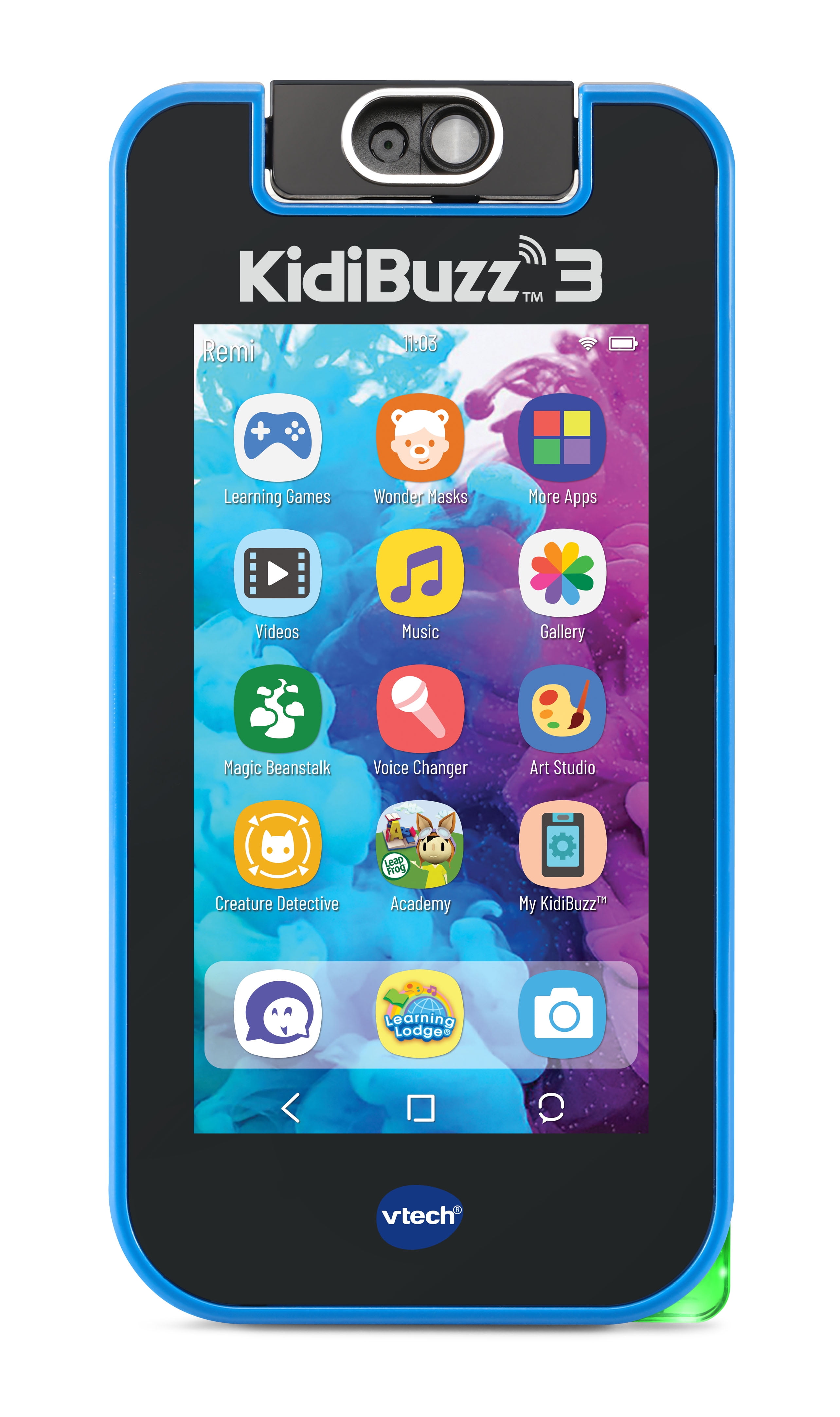 VTech KidiBuzz Hand-Held Smart Device Phone For Kids Black & Blue 