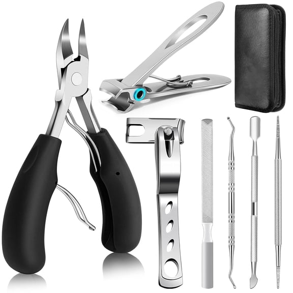 Oenail Clippers for Seniors Thick Toenails, Heavy Duty Toe Nail Clippers Adult Thick Nails Long Handle, Large Toenail Clippers for Thick Nails 7Pcs