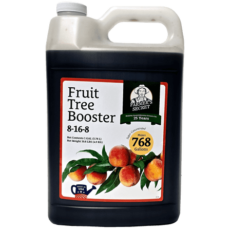 Farmer's Secret Fruit Tree Booster Fertilizer (128oz) - Super Concentrated and Phosphorus Rich - Formulated for All Fruit Trees Including Peach, Banana, and Apple