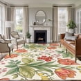 thumbnail image 3 of Area Rug 72×108in, Vintage Tulips Red Daisies Floor Carpet Living Room Rug, Yellow Blooms Floral Pattern Non-Slip Welcome Mat Indoor Rugs for Bedroom Dining Room, 3 of 9