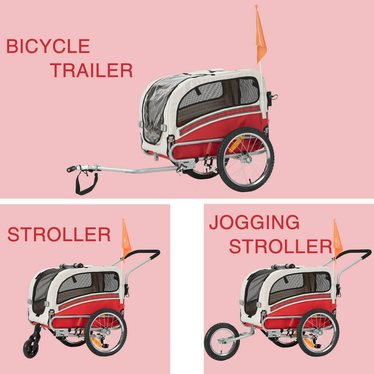 MOJAY 3 in 1 Dog Bicycle Trailer Dog Stroller and Dog Jogging