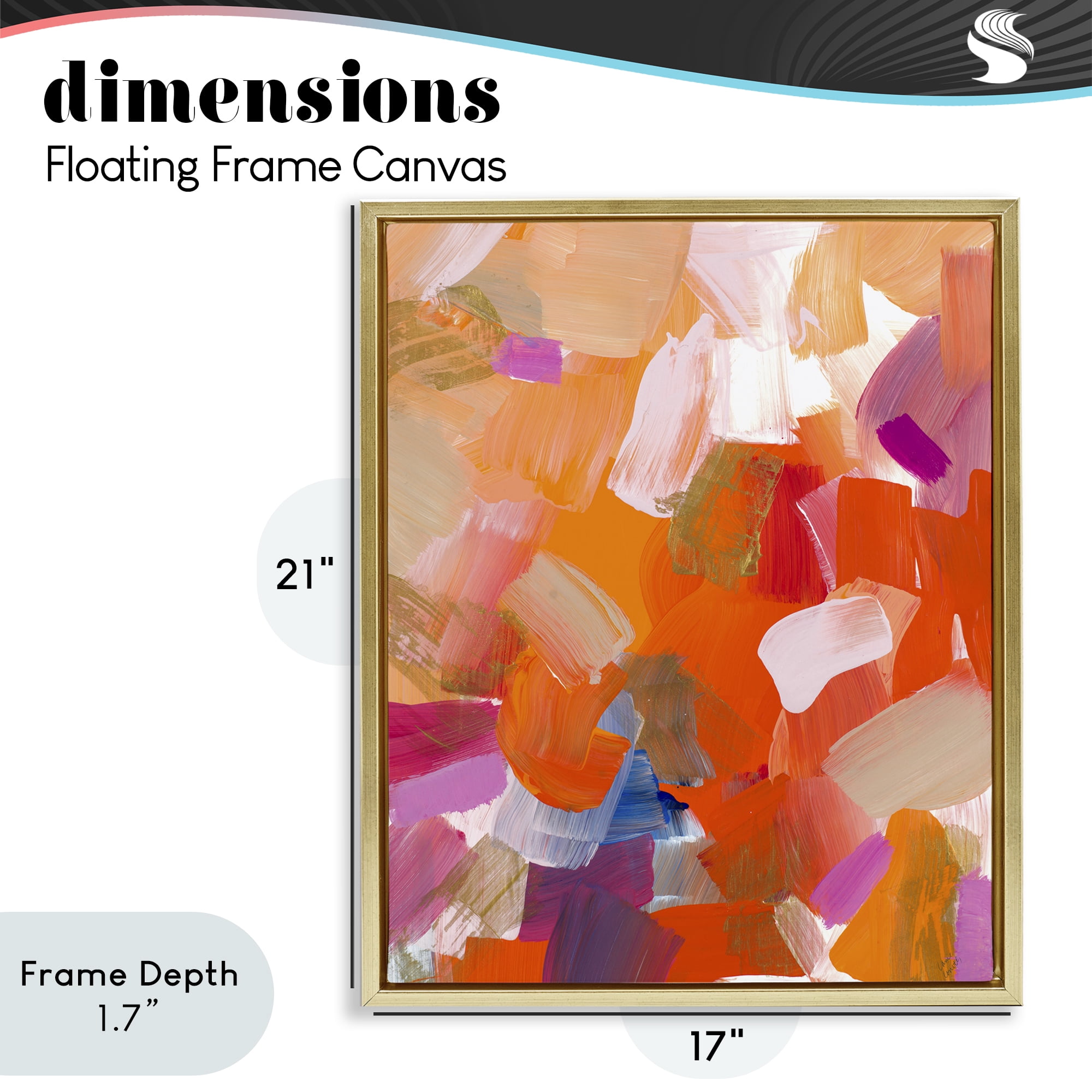 Stupell Industries Confetti Petals Abstraction Gold Framed Floater Canvas Wall Art, design by Lanie Loreth