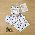 thumbnail image 2 of ZQUUVOU Women's Pajamas 3 Piece Sets Knit Ribbed Heart Print Camisole Shorts and Long Pants Soft Sleepwear Blue, 2 of 4