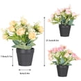 thumbnail image 2 of 3-pcs Artificial Flower Plants Camellia Pink Rose Artificial Potted Plants Cement Potted Plants Fake Flowers Rose Camellia Flower Arrangement Office Home Decor Bathroom Shelving Desk Decoration, 2 of 5