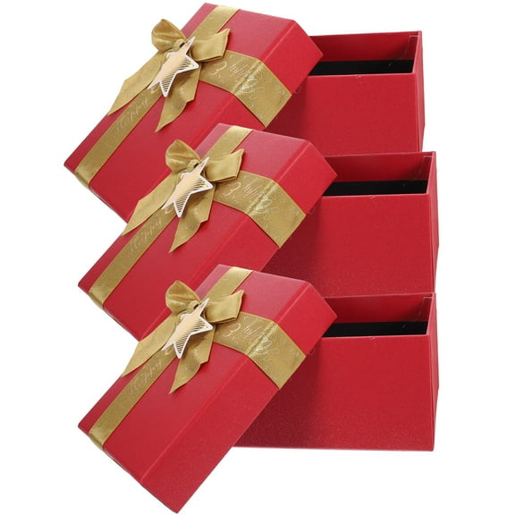 PAMINGONO 3Pcs Small Holiday Boxes in Christmas Style for Gifting and Decoration 7.7X11X15in