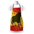 thumbnail image 3 of Spanish Apron, Bull Silhouette on Spanish Flag Grunge National Elements Paint Stains, Unisex Kitchen Bib with Adjustable Neck for Cooking Gardening, Adult Size, Zinnoberrot Gelb, by Ambesonne, 3 of 4