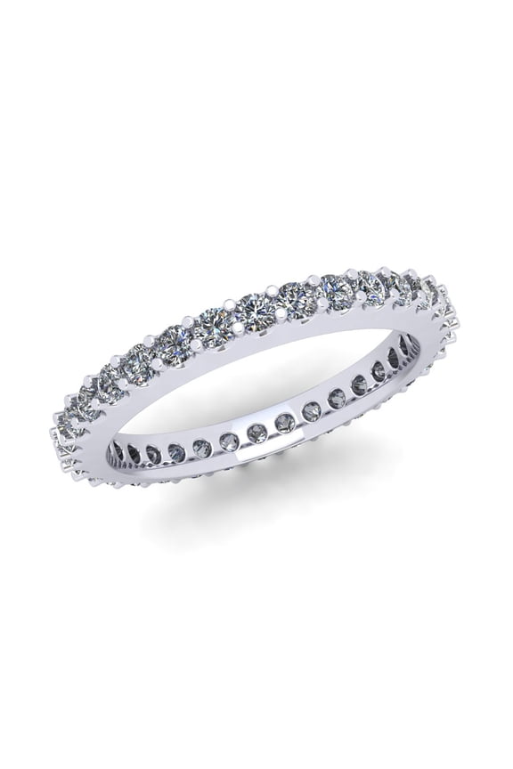 Natural .90Ct Round Cut Diamond Stackable Women's Anniversary Wedding Eternity Band Ring Solid 10k White Gold I SI2
