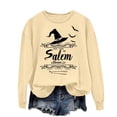 thumbnail image 4 of qelini Women's Sweatshirts No Hood Halloween Long Sleeved Oversized Crewneck Sweatshirt Women Plus Size Novelty Print Spooky Season Halloween Day Event Pullover Fall Winter Loose Tops Yellow L, 4 of 6