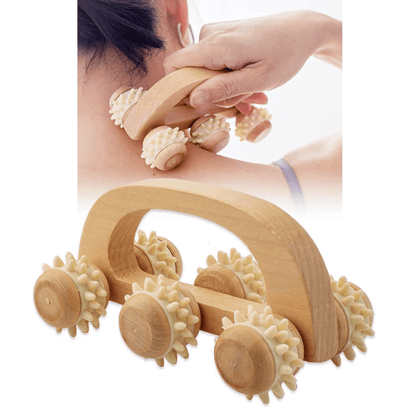 Prichor Handheld Massage Roller for Sore Muscles – Wood Therapy Massage Tools for Body – Wooden Fascia Roller for Deep Tissue – Full Body Massager for Legs, Thighs, Butt
