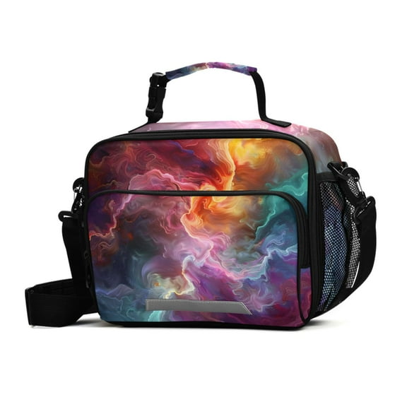 ALAZA Tie-dye Purple Lunch Box Insulated Cooler Bag Reusable Tote Bags Shoulder Strap
