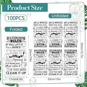100 Pcs Disposable Hand Towels for Bathroom Paper Towels for Guests 3 Ply Wash Your Hands Bathroom Etiquette Guest Napkins for Powder Room Wedding Birthday Holiday Anniversary, Black White