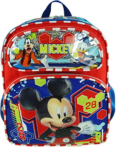 2018 Disney Junior Mickey Mouse 16" Boys Canva Shine Blue School Backpack 